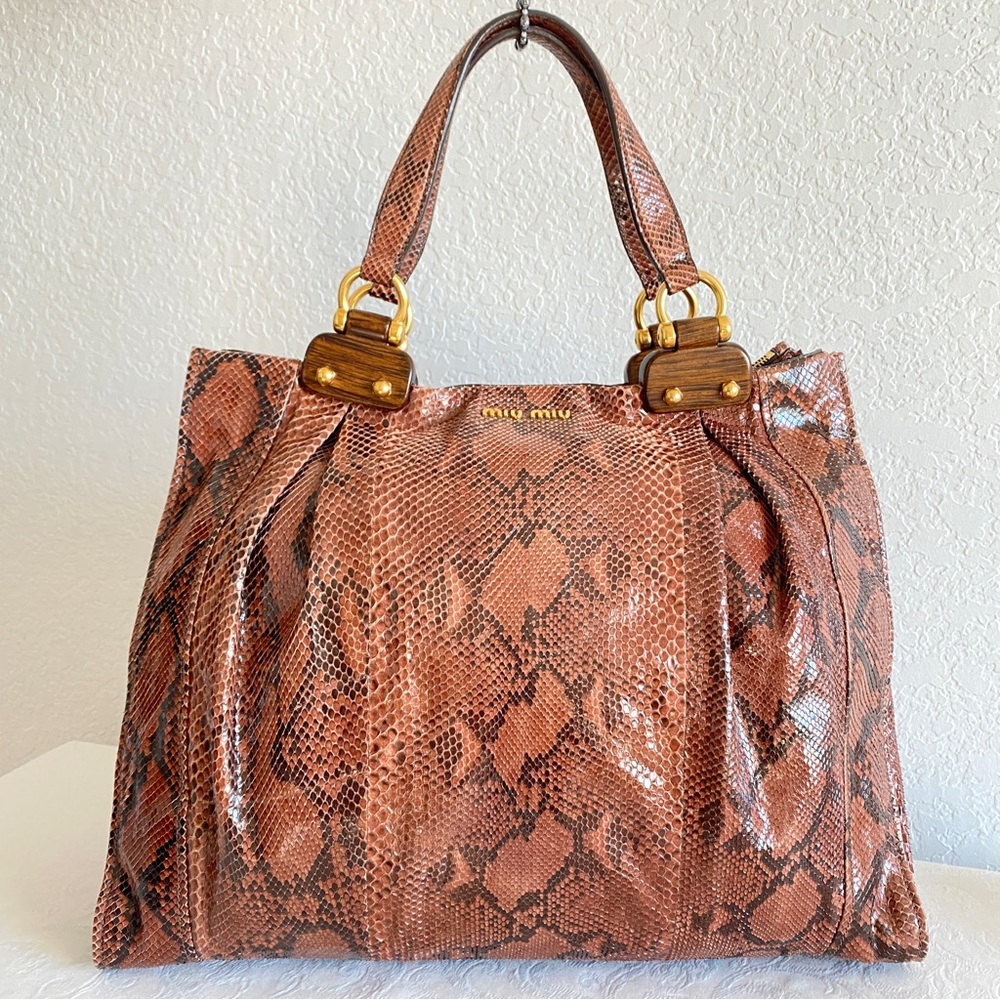 Miu miu brown Python tote